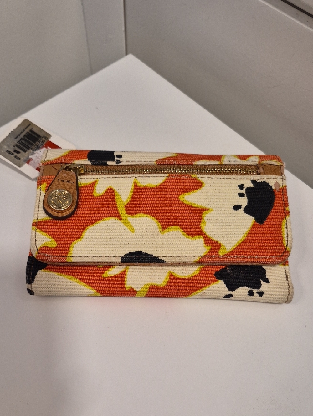 Relic Floral Canvas Trifold Wallet - Orange & Cream